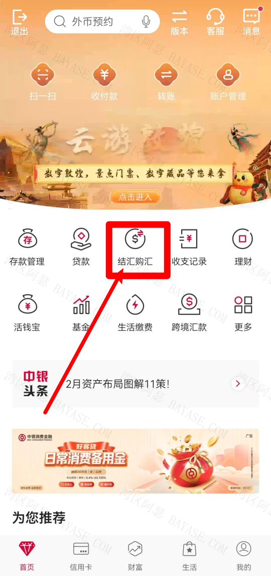 中银结汇购汇按钮